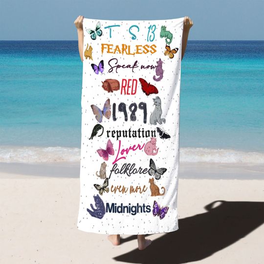 Christmas Gift, Cat Butterfly Towel, Vacation Gift