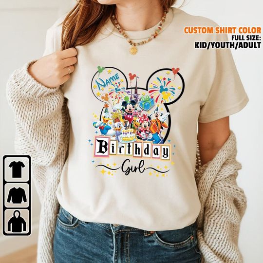 Personalized Disney Birthday Girl Disney Shirt, Disney Family Matching Shirt