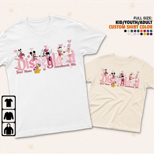 Personalized Disney Mickey And Friends Disneyland Happy Valentine's Day Disney Shirt, Disney Family Matching Shirt