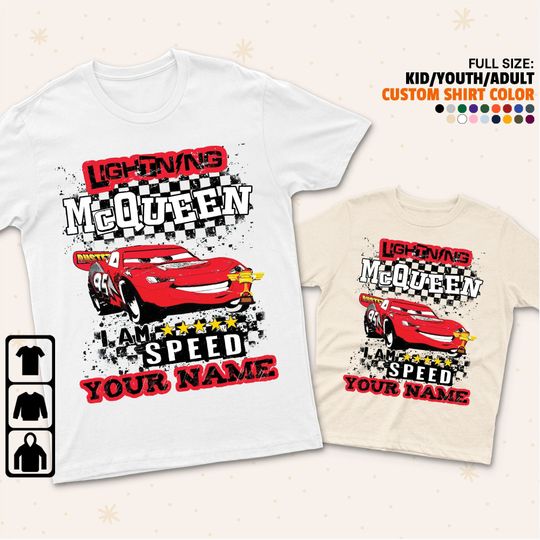 Personalized Cars Lightning McQueen I Am Speed Disney Shirt, Disney Family Matching Shirt