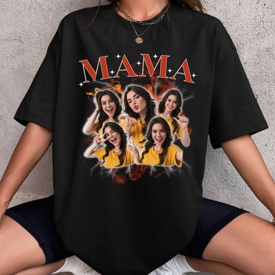Custom Mama T-Shirt, Shirt With Mama Face, Custom Photo Vintage Shirts