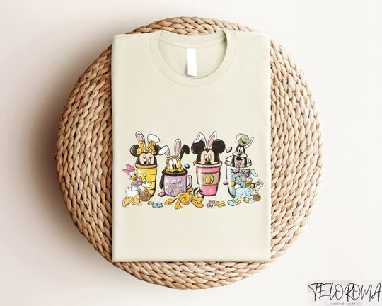 Retro Disney Easter Coffee Shirt, Disney Characters Easter Shirt