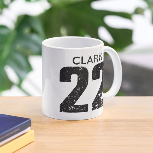 Caitlin Clark Black Distressed Jersey Number 22 Coffee Mug