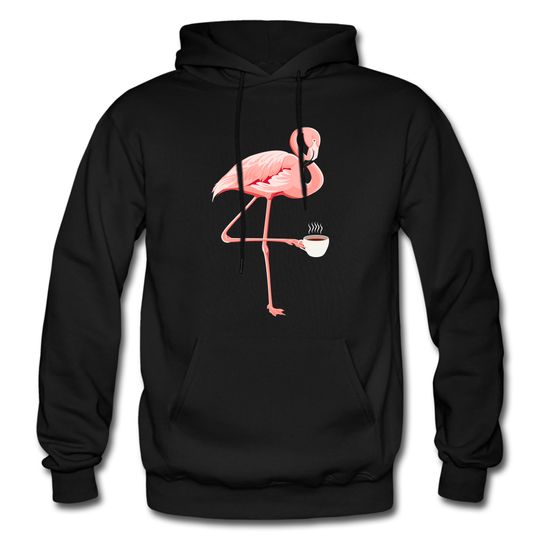 Flamingo Hoodie. Flamingo Gift. Coffee Lover Gift. Coffee Hoodie