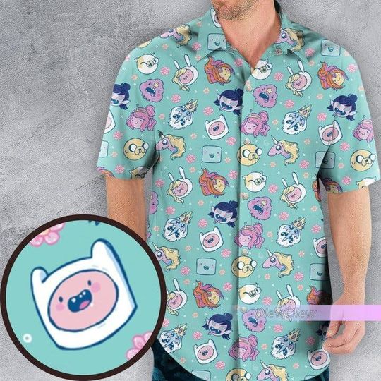 Adventure Time Floral Pattern Hawaiian Shirt, Adventure Time Button Shirt