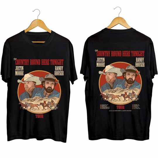 Justin Moore and Randy Houser 2024 Tour Shirt