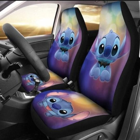 Stitch Cute Face 3D Car Seat Cover, Disney Car Seat Covers