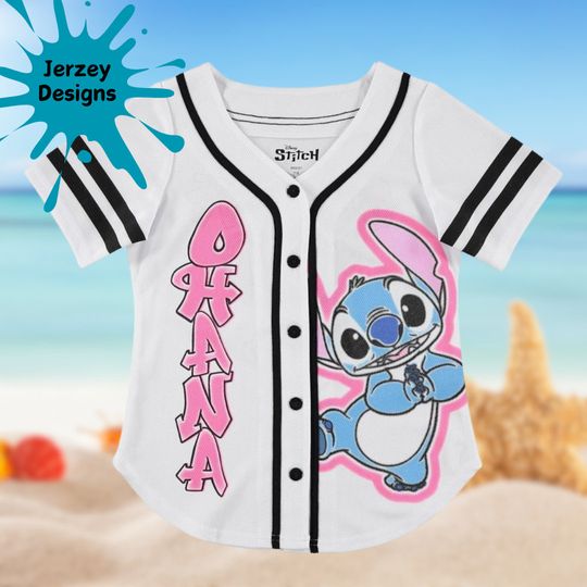 Personalized Lilo Stitch Baseball Jersey Shirt Summer Beach