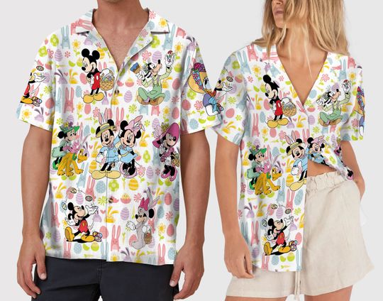 Disney Easter Hawaiian Shirt, Mickey Easter Eggs Hawaiian