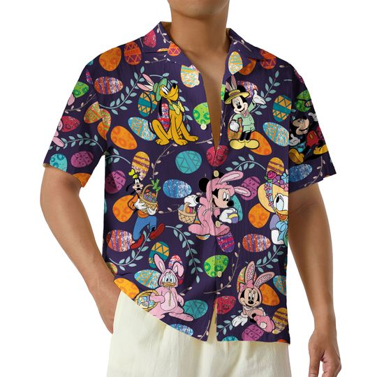 Disney Easter Hawaiian Shirt 2024, Mickey and Friends Bunny Ears Hawaiian