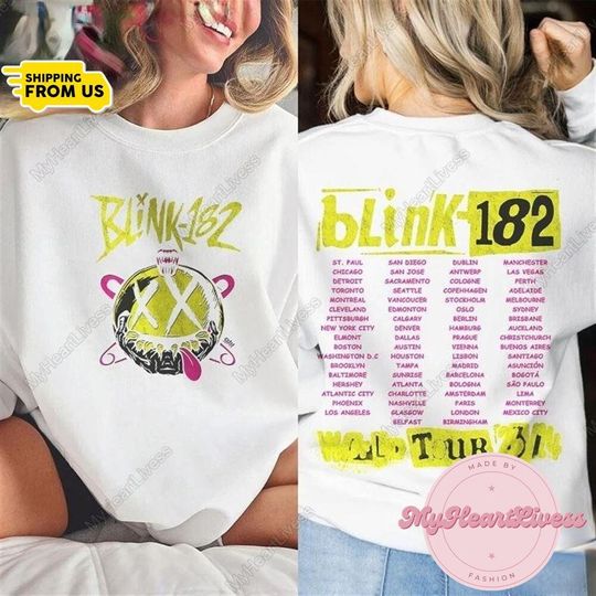 B182 The World Tour Shirt, 2 Sides B182 Rock Shirt