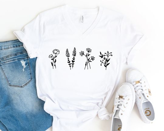 Wildflower Shirt, Flower Shirt, Botanical Shirt, Nature Lover Shirt,Plant Lover Gift