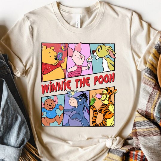Retro Disney Winnie The Pooh Piglet Eeyore Tigger T-shirt