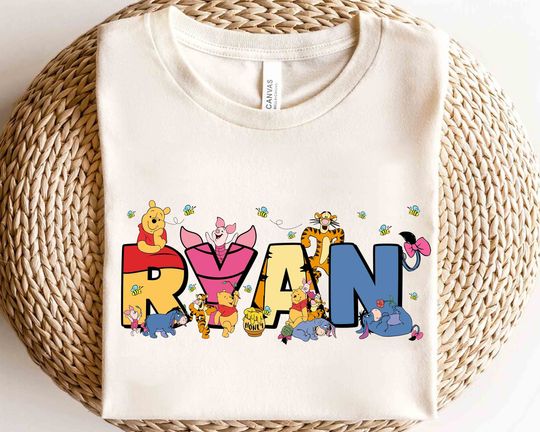 Custom Name Winnie the Pooh T-shirt, Personalized Disney Eeyore Piglet