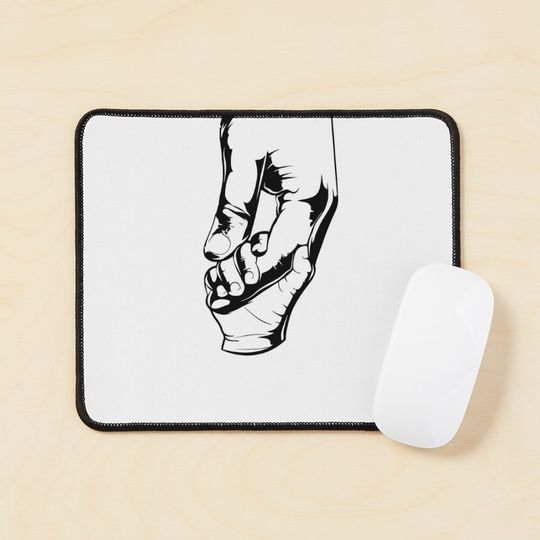 Drawing of  child holding father's hand mouse pad