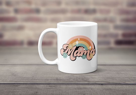 Retro Rainbow Mama Mug, Mother's Day Mug, Rainbow Mug, Mother's Day Gift