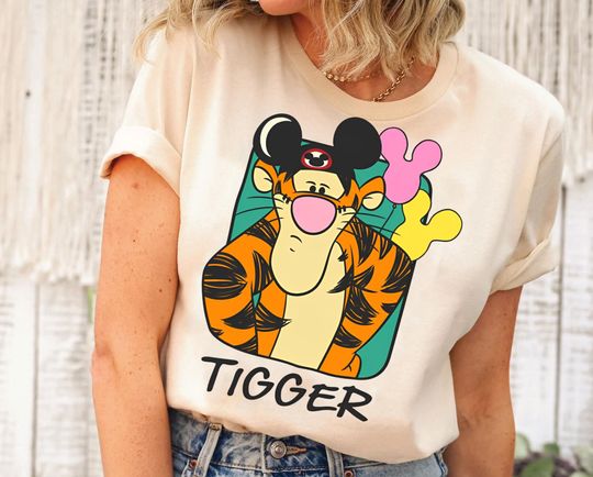 Retro Tigger Mickey Ears Balloon Shirt, Funny Winnie The Pooh T-shirt