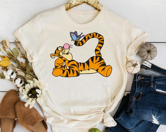 Disney Tigger with Butterfly Shirt, Winnie The Pooh Shirt, Disney Tigger Shirt