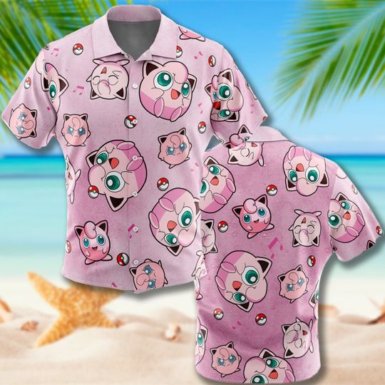 Pink Pig Hawaiian Shirt, Pocket Monster Animation Hawaii Summer Vacation Shirt