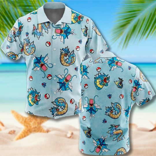 Dragon Monster Aloha Shirt, Pocket Monster Animation Hawaii Summer Vacation Shirt