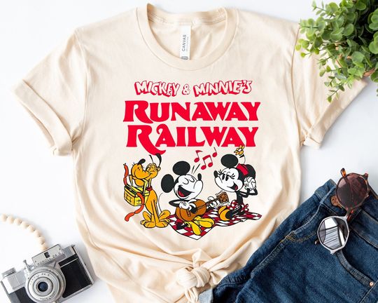 Pluto Camping Runaway Railway Shirt Mickey Minnie Pluto Shirt