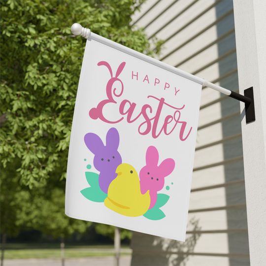 Happy Easter House Flag, Peeps and chicken house flag