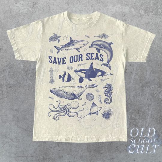 Vintage 90s Tattoo Sea Animal Tshirt, Retro Ocean Nature Shirt