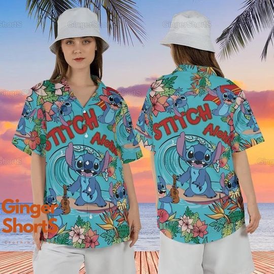 Stitch Aloha Hawaiian Shirt, Stitch Button Shirt, Disney Hawaiian Shirt
