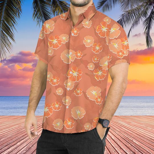 Aloha Hibiscus Flower Hawaiian Shirt, Men Summer Hawaiian Shirt