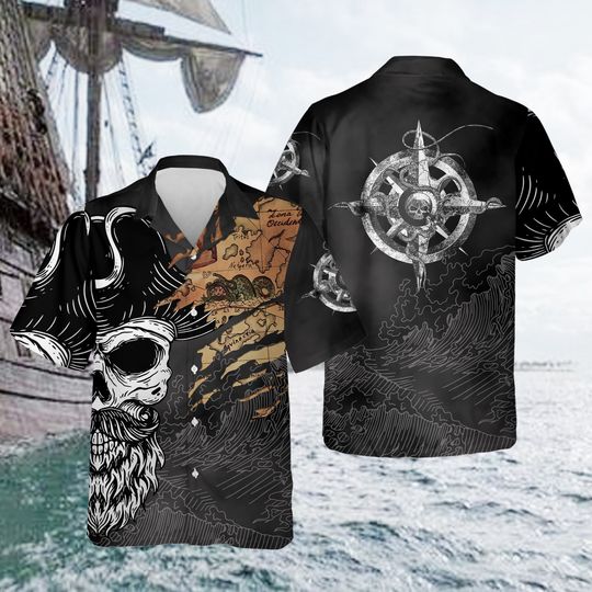 Pirates Skull Hawaiian Shirt, Summer Hawaiian Shirt, Pirate Skull Hawaiian Shirts