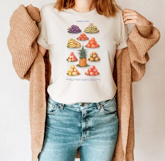 Dessert Fruit Shirt, Vintage Graphic Fruit Shirts