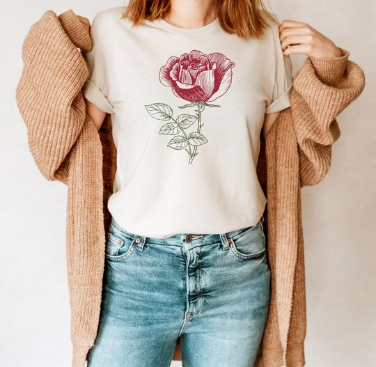 Rose Shirt, Rose Flower, Rose Tshirt, Red Rose, Vintage Rose, Flower Shirts