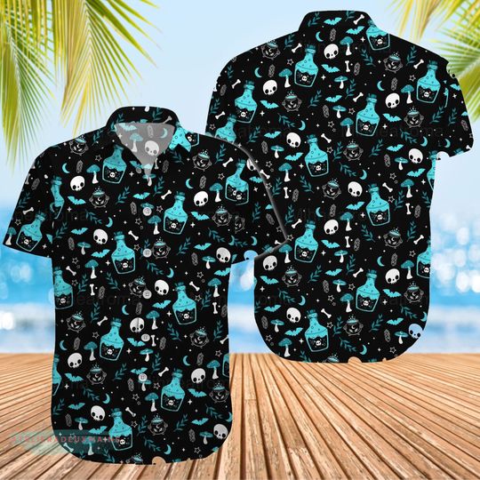 Witchy Potion Bottle Hawaiian Shirt, Witchy Potion Bottle Button Shirt