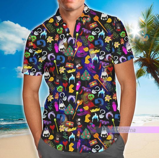 Disney Villain Hawaiian Shirt, Villains Evil Button Shirt