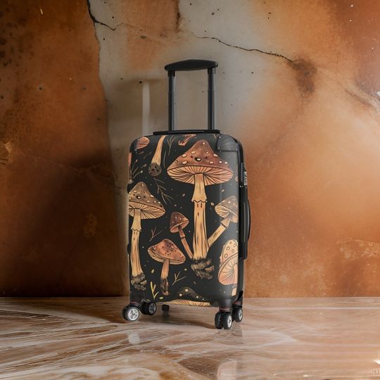Mushroom Suitcase, Vintage Mushrooms Suitcase