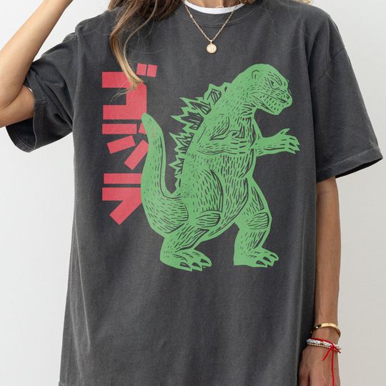 Retro Japanese god zilla Art Tee  Classic Monster Movie Inspired T-Shirt