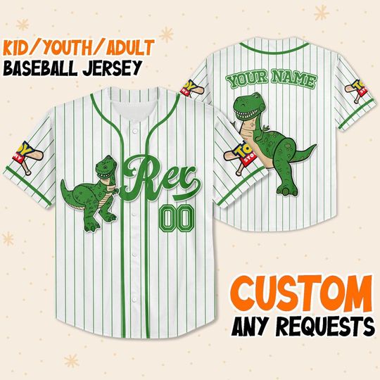 Personalized Disney Toy Story Rex Baseball Jersey