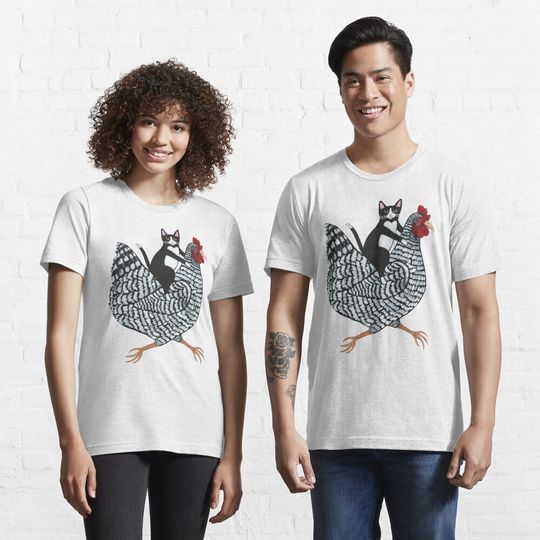 Tuxedo Cat Chicken Ride Essential T-Shirt