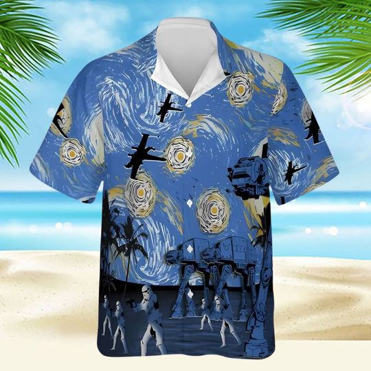 StarWars Hawaiian Tropical Aloha Cute Summer Shirt, Button Down Shirt
