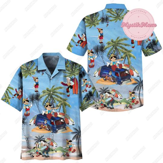Pinocchio Hawaiian Shirt, Disney Pinocchio Button Shirt