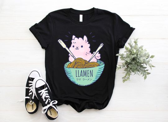 Cute Ramen Llama Shirt, I Love Japanese Noodles T Shirts