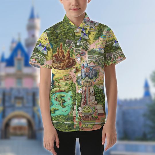 Colorful Mouse Theme Park Map Aloha Shirt, Magical Castle Hawaiian Shirt