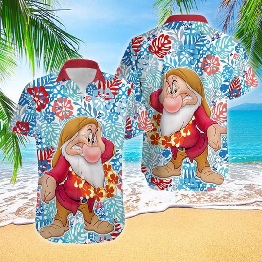 Dwarfs Grumpy Aloha Hawaii Beach Shirt, Dwarfs Button Up Shirt