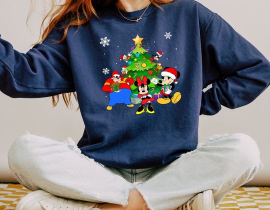 Christmas Tree Sweatshirt, Mickey and Friends Disney Christmas Sweatshirt