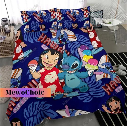 Lilo And Stitch 3D Bedding Set Halloween Gift Christmas Gift