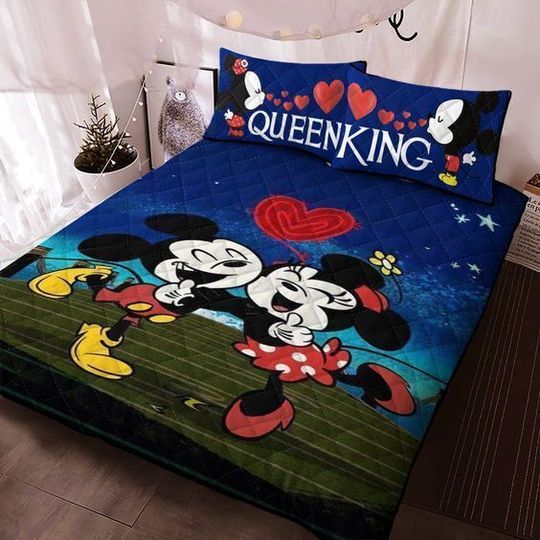 Queen And King Mickey And Minnie Better Together Valentine 3D Bedding Set