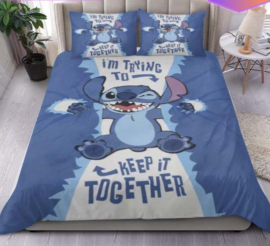 Blue Stitch I'm Trying To Keep It Together Lilo And Stitch 3D Bedding Set