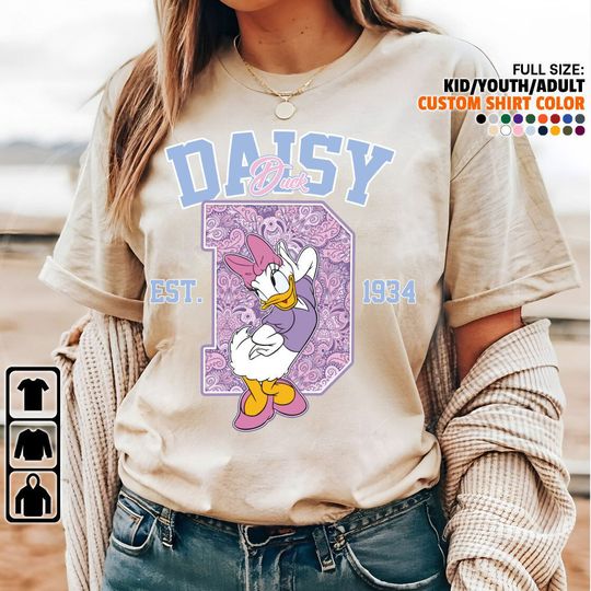 Custom D Daisy duck 1934 Unisex T-Shirt, Disney Squad Disney Family Matching Shirt