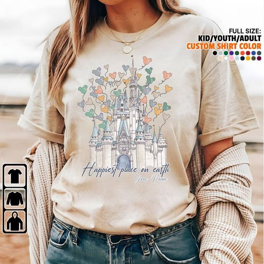 Custom Happiest Place on Earth Unisex T-Shirt, Disney Retro Castle shirt