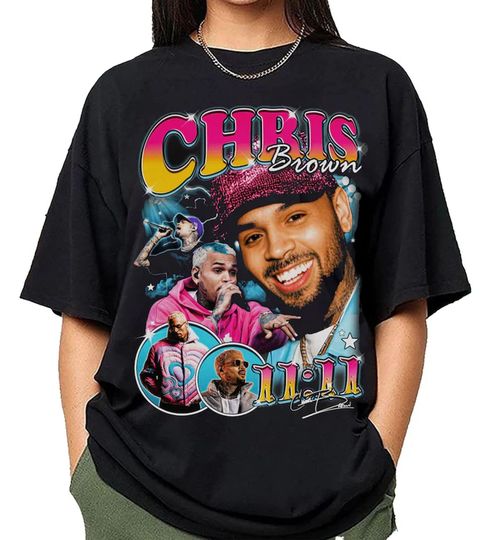 Retro Chris Brown 2024 Tour Dates Shirt, Chris Brown 11:11 Tour T-Shirt